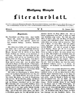 Literaturblatt (Morgenblatt für gebildete Stände) Mittwoch 23. Januar 1861