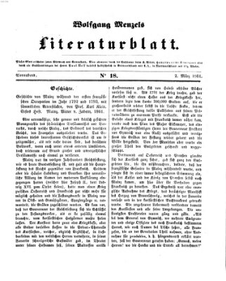 Literaturblatt (Morgenblatt für gebildete Stände) Samstag 2. März 1861