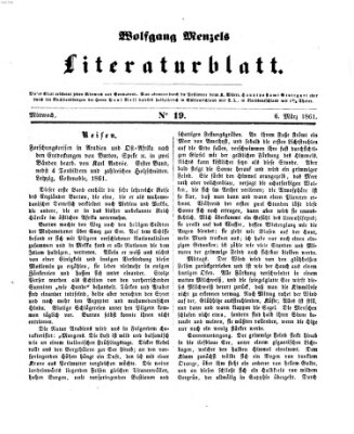 Literaturblatt (Morgenblatt für gebildete Stände) Mittwoch 6. März 1861