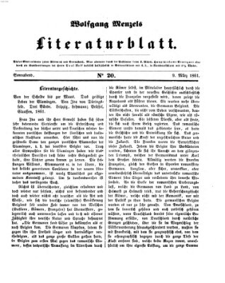 Literaturblatt (Morgenblatt für gebildete Stände) Samstag 9. März 1861