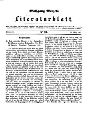 Literaturblatt (Morgenblatt für gebildete Stände) Samstag 23. März 1861