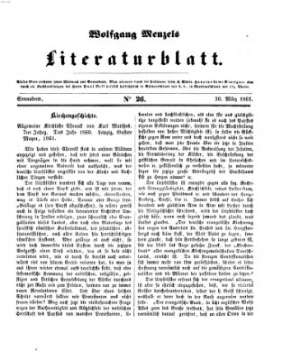 Literaturblatt (Morgenblatt für gebildete Stände) Samstag 30. März 1861