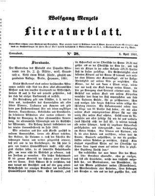 Literaturblatt (Morgenblatt für gebildete Stände) Samstag 6. April 1861