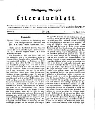 Literaturblatt (Morgenblatt für gebildete Stände) Mittwoch 17. April 1861