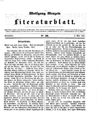 Literaturblatt (Morgenblatt für gebildete Stände) Samstag 4. Mai 1861