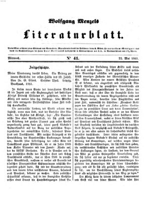 Literaturblatt (Morgenblatt für gebildete Stände) Mittwoch 22. Mai 1861