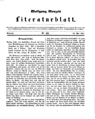 Literaturblatt (Morgenblatt für gebildete Stände) Mittwoch 29. Mai 1861