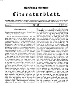 Literaturblatt (Morgenblatt für gebildete Stände) Samstag 8. Juni 1861