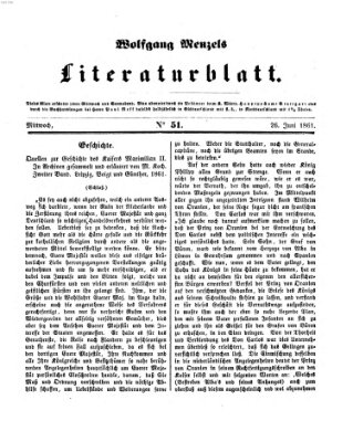 Literaturblatt (Morgenblatt für gebildete Stände) Mittwoch 26. Juni 1861