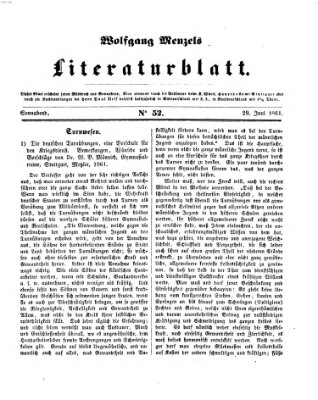 Literaturblatt (Morgenblatt für gebildete Stände) Samstag 29. Juni 1861