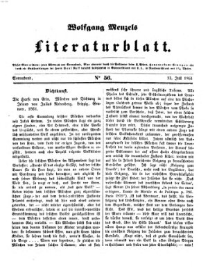 Literaturblatt (Morgenblatt für gebildete Stände) Samstag 13. Juli 1861