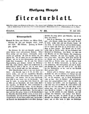 Literaturblatt (Morgenblatt für gebildete Stände) Samstag 27. Juli 1861