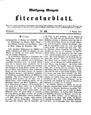 Literaturblatt (Morgenblatt für gebildete Stände) Samstag 3. August 1861