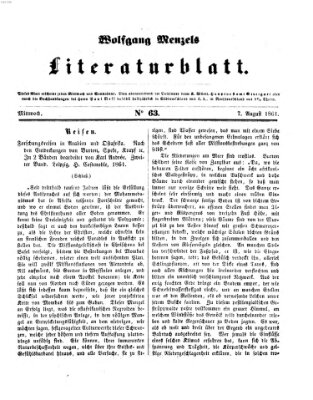 Literaturblatt (Morgenblatt für gebildete Stände) Mittwoch 7. August 1861