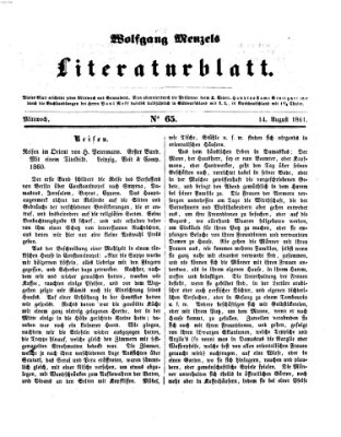 Literaturblatt (Morgenblatt für gebildete Stände) Mittwoch 14. August 1861