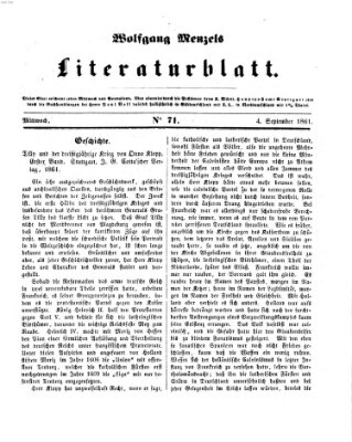 Literaturblatt (Morgenblatt für gebildete Stände) Mittwoch 4. September 1861