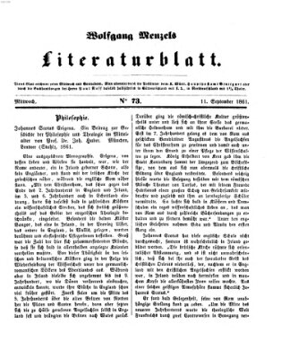 Literaturblatt (Morgenblatt für gebildete Stände) Mittwoch 11. September 1861