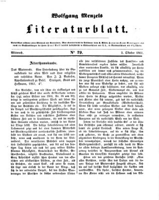 Literaturblatt (Morgenblatt für gebildete Stände) Mittwoch 2. Oktober 1861