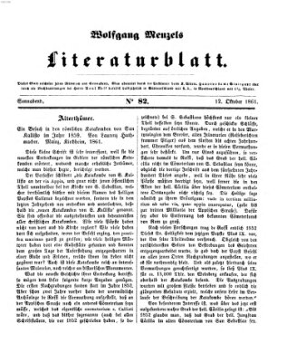 Literaturblatt (Morgenblatt für gebildete Stände) Samstag 12. Oktober 1861