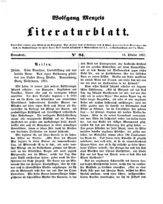 Literaturblatt (Morgenblatt für gebildete Stände) Samstag 19. Oktober 1861