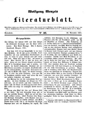 Literaturblatt (Morgenblatt für gebildete Stände) Samstag 30. November 1861