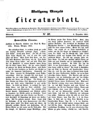 Literaturblatt (Morgenblatt für gebildete Stände) Mittwoch 4. Dezember 1861