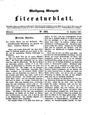 Literaturblatt (Morgenblatt für gebildete Stände) Mittwoch 18. Dezember 1861