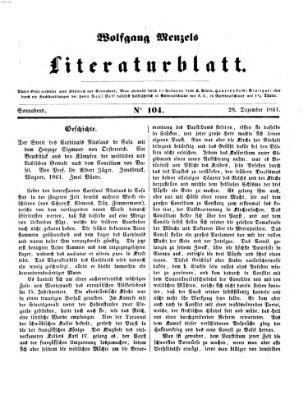 Literaturblatt (Morgenblatt für gebildete Stände) Samstag 28. Dezember 1861