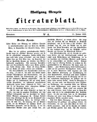 Literaturblatt (Morgenblatt für gebildete Stände) Samstag 11. Januar 1862