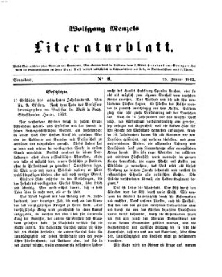 Literaturblatt (Morgenblatt für gebildete Stände) Samstag 25. Januar 1862