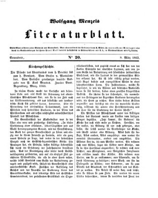 Literaturblatt (Morgenblatt für gebildete Stände) Samstag 8. März 1862