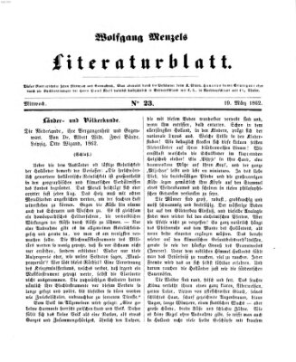 Literaturblatt (Morgenblatt für gebildete Stände) Mittwoch 19. März 1862