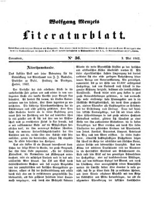 Literaturblatt (Morgenblatt für gebildete Stände) Samstag 3. Mai 1862