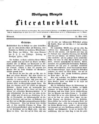 Literaturblatt (Morgenblatt für gebildete Stände) Mittwoch 14. Mai 1862