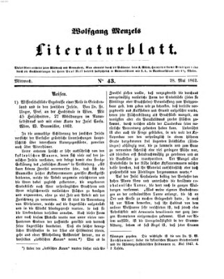 Literaturblatt (Morgenblatt für gebildete Stände) Mittwoch 28. Mai 1862