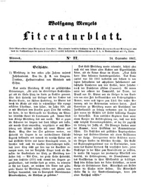 Literaturblatt (Morgenblatt für gebildete Stände) Mittwoch 24. September 1862