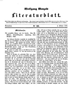 Literaturblatt (Morgenblatt für gebildete Stände) Samstag 4. Oktober 1862