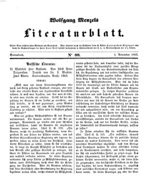 Literaturblatt (Morgenblatt für gebildete Stände) Samstag 1. November 1862