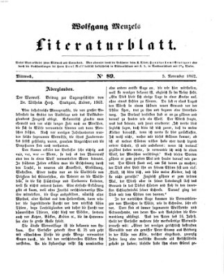 Literaturblatt (Morgenblatt für gebildete Stände) Mittwoch 5. November 1862