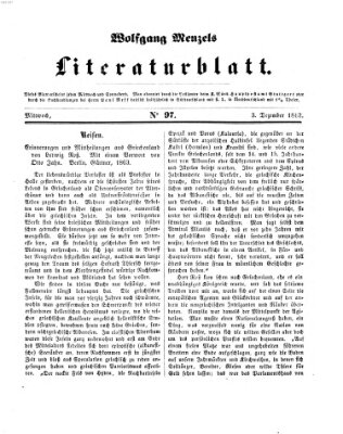 Literaturblatt (Morgenblatt für gebildete Stände) Mittwoch 3. Dezember 1862