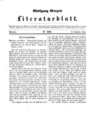 Literaturblatt (Morgenblatt für gebildete Stände) Mittwoch 17. Dezember 1862