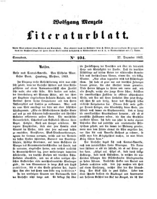 Literaturblatt (Morgenblatt für gebildete Stände) Samstag 27. Dezember 1862