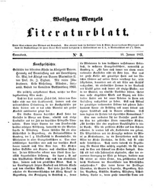 Literaturblatt (Morgenblatt für gebildete Stände) Samstag 10. Januar 1863