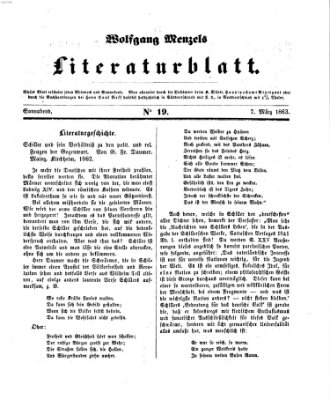 Literaturblatt (Morgenblatt für gebildete Stände) Samstag 7. März 1863