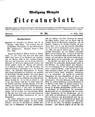 Literaturblatt (Morgenblatt für gebildete Stände) Mittwoch 11. März 1863