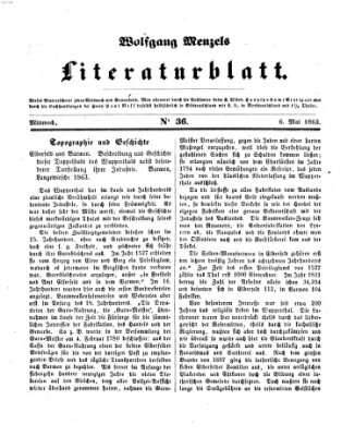 Literaturblatt (Morgenblatt für gebildete Stände) Mittwoch 6. Mai 1863