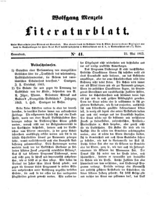 Literaturblatt (Morgenblatt für gebildete Stände) Samstag 23. Mai 1863