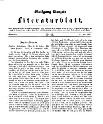 Literaturblatt (Morgenblatt für gebildete Stände) Samstag 6. Juni 1863