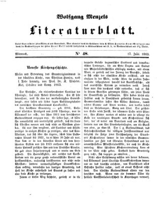 Literaturblatt (Morgenblatt für gebildete Stände) Mittwoch 17. Juni 1863