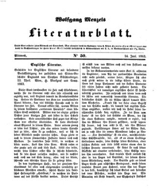 Literaturblatt (Morgenblatt für gebildete Stände) Mittwoch 24. Juni 1863